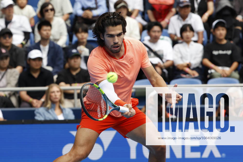 Carlos Alcaraz (Spain) returns a shot against Matteo Arnaldi (Italy) during their Round of 16 match at the Kinoshita Group Japan Open Tennis Championships at Ariake Colosseum in Tokyo. The tournament runs from September 29 to October 6. Alcaraz won 7-6(6), 6-1. Tokyo Japan - ZUMAm191 20261003_aap_m191_045