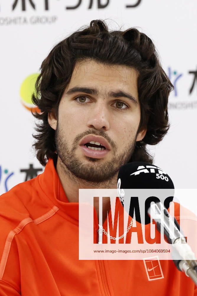 Carlos Alcaraz (Spain) speaks during a press conference, PK, Pressekonferenz after winning the Round of 16 match against Matteo Arnaldi (Italy) at the Kinoshita Group Japan Open Tennis Championships at Ariake Colosseum in Tokyo. The tournament runs from September 29 to October 6. Alcaraz won 7-6(6), 6-1. Tokyo Japan - ZUMAm191 20261003_aap_m191_061