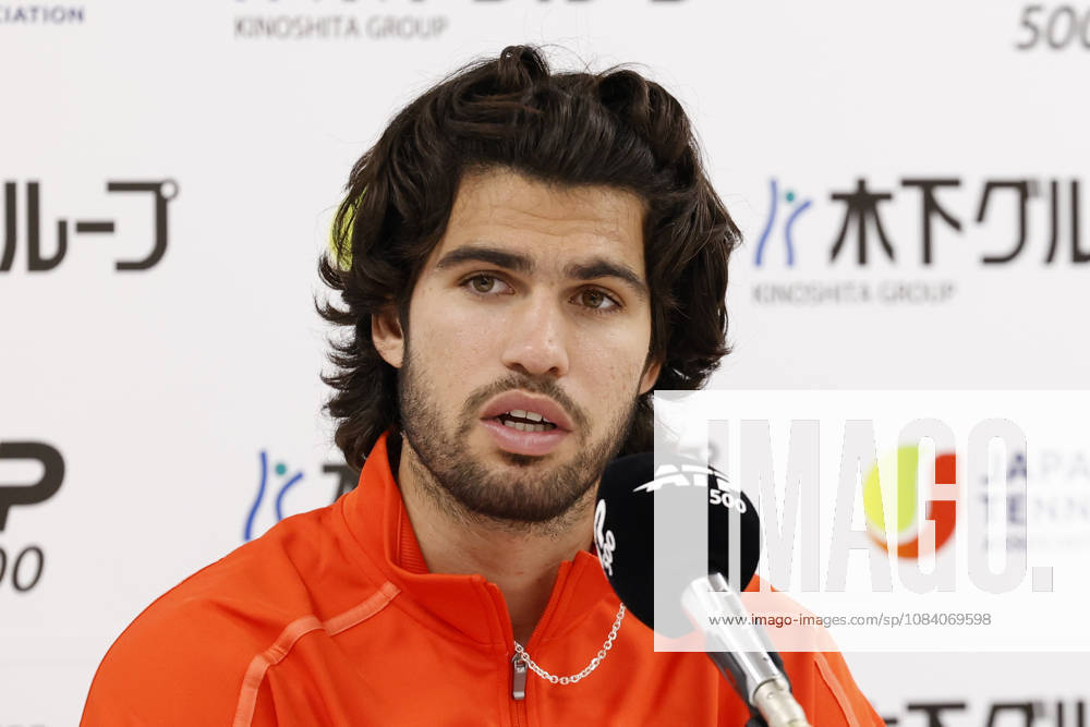 Carlos Alcaraz (Spain) speaks during a press conference, PK, Pressekonferenz after winning the Round of 16 match against Matteo Arnaldi (Italy) at the Kinoshita Group Japan Open Tennis Championships at Ariake Colosseum in Tokyo. The tournament runs from September 29 to October 6. Alcaraz won 7-6(6), 6-1. Tokyo Japan - ZUMAm191 20261003_aap_m191_062