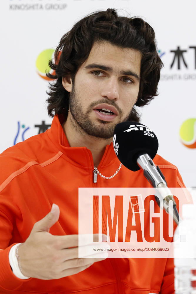 Carlos Alcaraz (Spain) speaks during a press conference, PK, Pressekonferenz after winning the Round of 16 match against Matteo Arnaldi (Italy) at the Kinoshita Group Japan Open Tennis Championships at Ariake Colosseum in Tokyo. The tournament runs from September 29 to October 6. Alcaraz won 7-6(6), 6-1. Tokyo Japan - ZUMAm191 20261003_aap_m191_067