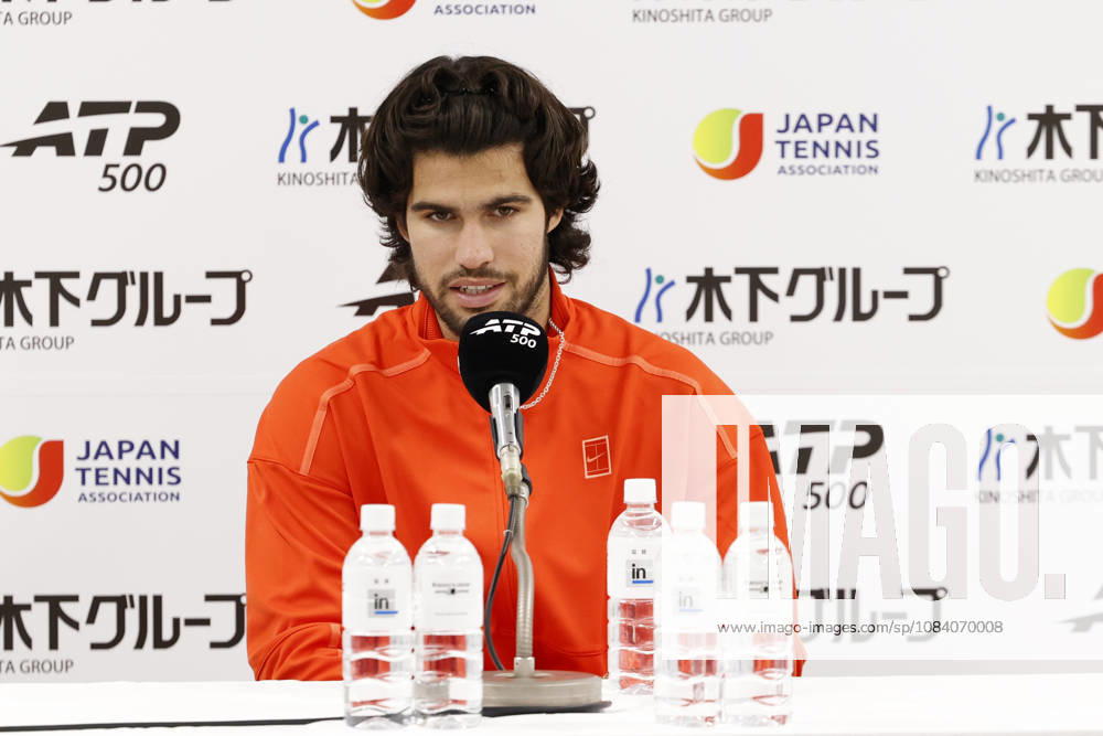 Carlos Alcaraz (Spain) speaks during a press conference, PK, Pressekonferenz after winning the Round of 16 match against Matteo Arnaldi (Italy) at the Kinoshita Group Japan Open Tennis Championships at Ariake Colosseum in Tokyo. The tournament runs from September 29 to October 6. Alcaraz won 7-6(6), 6-1. Tokyo Japan - ZUMAm191 20261003_aap_m191_073