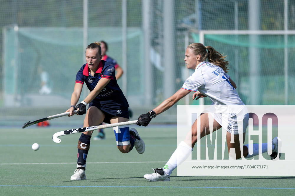 V.li.: Alessa Volkert (BHC, 7, Kapitänin), Ines Wanner (MHC, 12), Zweikampf, Spielszene, Duell, duel, tackle, tackling, Dynamik, Action, Aktion, 03.10.2026, Mannheim (Deutschland), Hockey, 1. Bundesliga, Damen, Mannheimer HC - Berliner HC