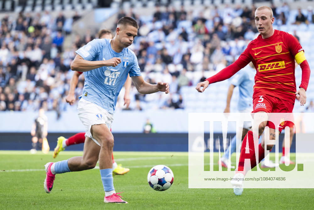 Jovan Milosavljevic of Malmö FF and Tobias Salquist of FC Nordsjälland during the Friendly match between Malmö FF and FC Nordsjälland on October 3, 2026 in Malmö. Photo: Avdo Bilkanovic BILDBYRAN COP 115 AB0391 fotboll football soccer fotball träningsmatch friendly match malmö ff fc nordsjälland bbeng
