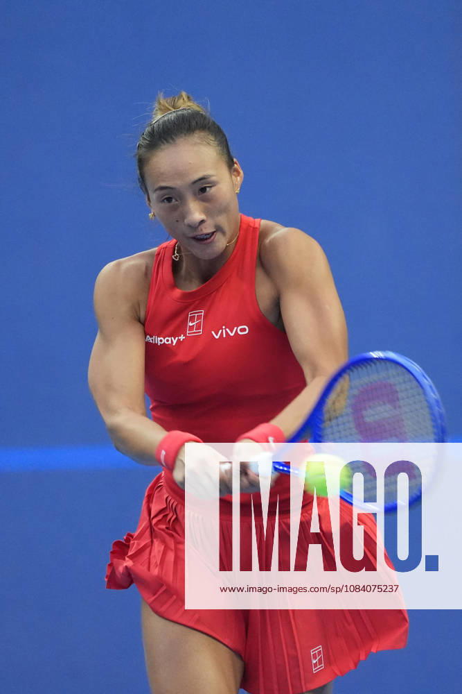 (261003) -- BEIJING, Oct. 3, 2026 -- Zheng Qinwen of China hits a return to Anna Kalinskaya of Russia during the women s singles second round match at 2026 China Open tennis tournament in Beijing, China, Oct. 3, 2026. ) (SP)CHINA-BEIJING-TENNIS-CHINA OPEN-WOMEN S SINGLES(CN) XiexHan