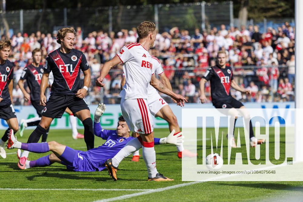 Sebastian Sebulonsen (1. FC Köln, 28) celebrating his goal during the friendly match between FC Viktoria Köln vs. 1. FC Köln at the Sportpark Hoehenberg on October 3, 2026 in Koeln, Germany. DFL REGULATIONS PROHIBIT ANY USE OF PHOTOGRAPHS AS IMAGE SEQUENCES AND OR QUASI-VIDEO. Nordrhein-Westfalen Germany