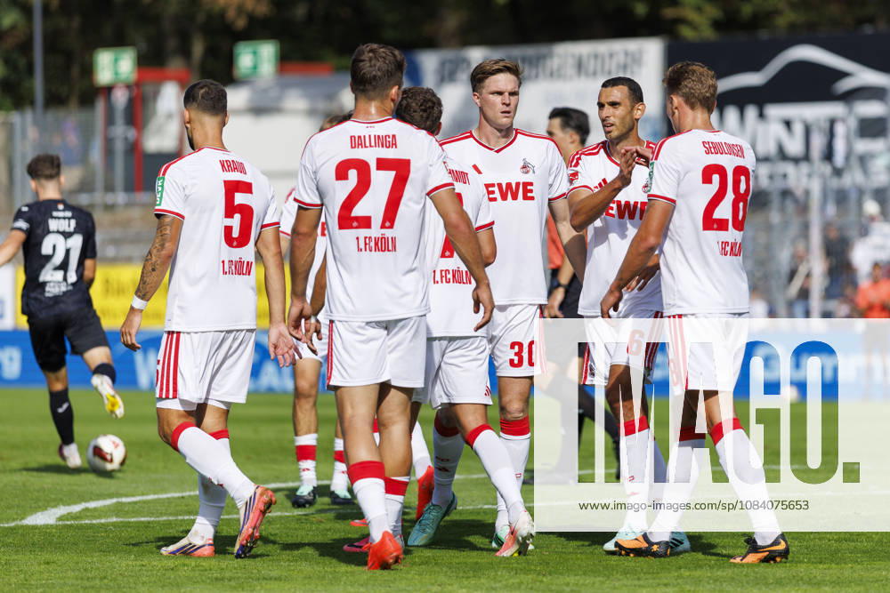 Sebastian Sebulonsen (1. FC Köln, 28) celebrating his goal during the friendly match between FC Viktoria Köln vs. 1. FC Köln at the Sportpark Hoehenberg on October 3, 2026 in Koeln, Germany. DFL REGULATIONS PROHIBIT ANY USE OF PHOTOGRAPHS AS IMAGE SEQUENCES AND OR QUASI-VIDEO. Nordrhein-Westfalen Germany