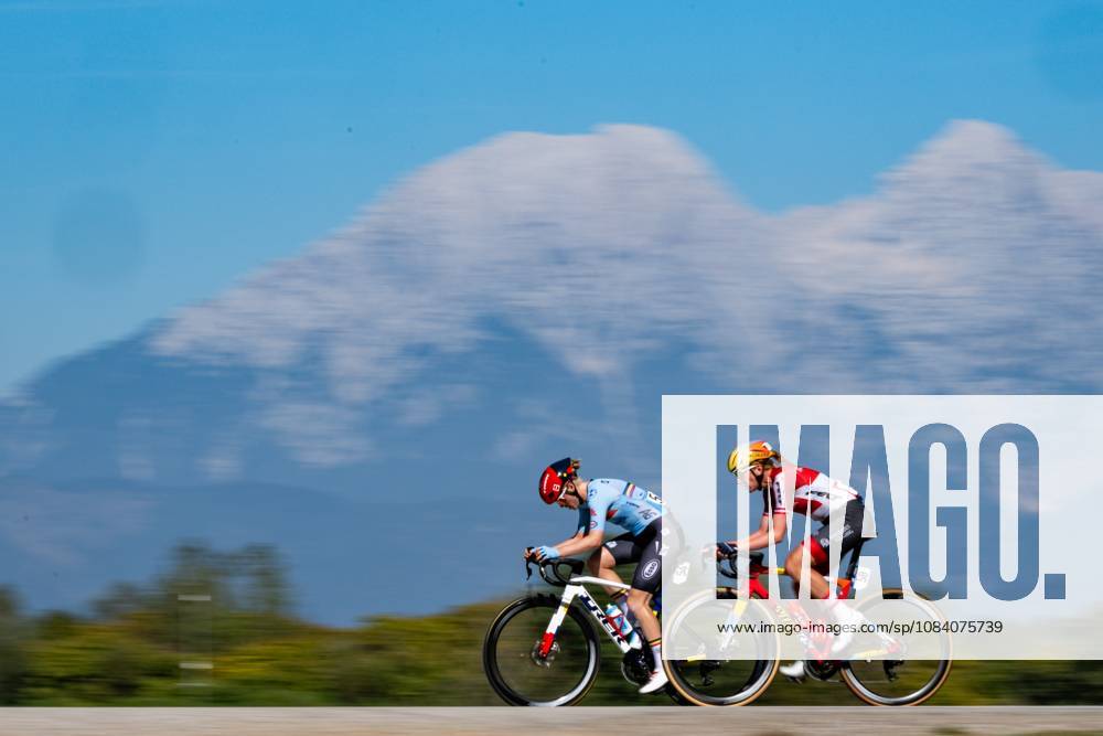 Belgium s Margot Vanpachtenbeke and Austria s Carina Schrempf are pictured in action during the elite women Road Race race (130 km) at the cycling UEC Road European Championships, in Ljubljana, Slovenia Saturday 3 October 2026. The UEC Road European Championships are taking place from 02 to 07 October in Ljubljana, Slovenia. DAVIDxPINTENS x188609859x