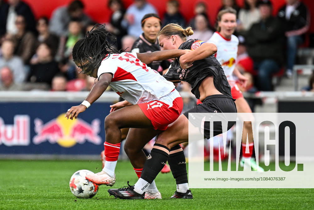 Fußball I Frauen I Saison 2026-2027 I Bundesliga I 6. Spieltag I RB Leipzig - 1. FSV Mainz 05 I 03.10.2026 Zweikampf Delice Boboy (17, Rasenballsport Leipzig), Johanna Maria Berg (9, 1. FSV Mainz 05) Leipzig RB Trainingszentrum, Cottaweg 7 Sachsen Deutschland