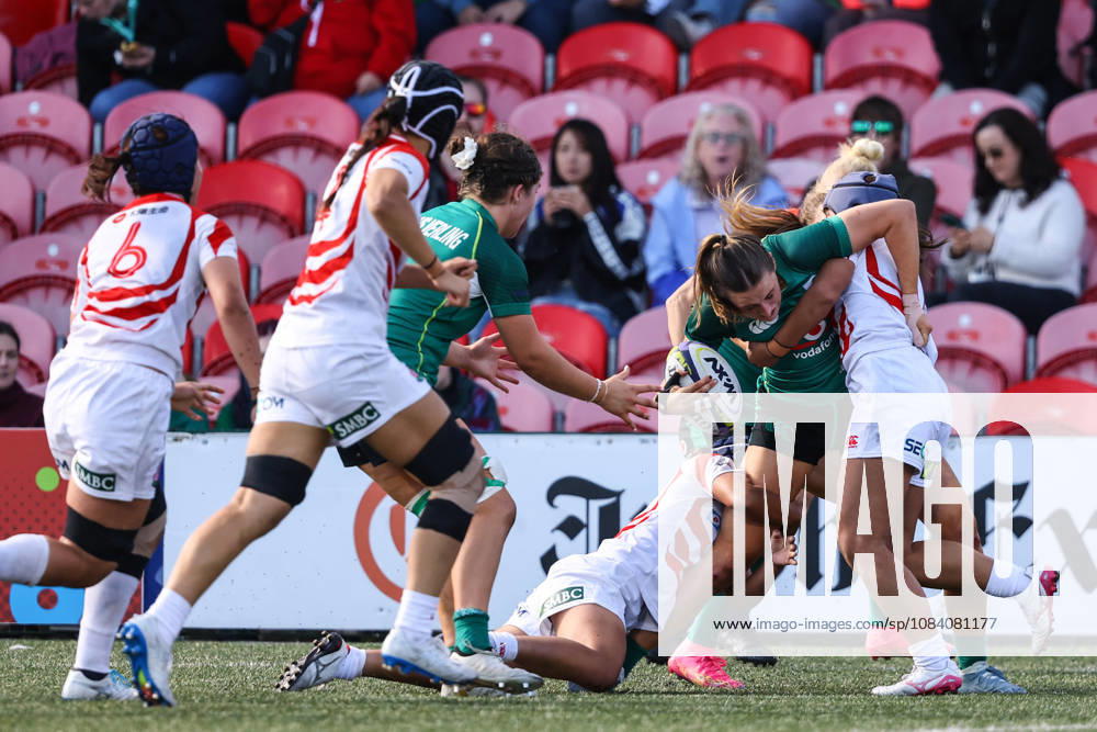 Women s International Test Match, Virgin Media Park, Cork 3 10 2026 Ireland vs Japan Ireland s Anna McGann is tackled by Moe Tsukui and Honoka Tsunokawa of Japan Anna McGann is tackled by Moe Tsukui and Honoka Tsunokawa 3 10 2026