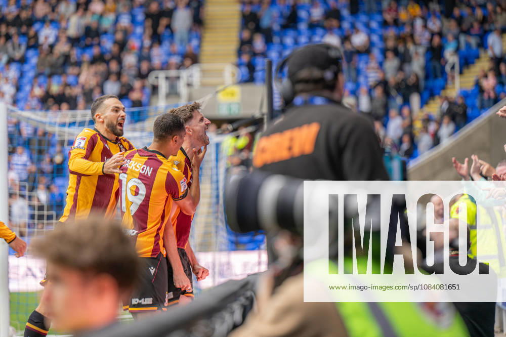 Reading v Bradford City, EFL Sky Bet League 1 Goal! Jake Beesley of Bradford City celebrates as he scores during the EFL Sky Bet League 1 match between Reading and Bradford City at the Select Car Leasing Stadium, Reading, UK on 3 October 2026. Reading Select Car Leasing Stadium Berkshire UK Editorial use only DataCo restrictions apply See www.football-dataco.com ,