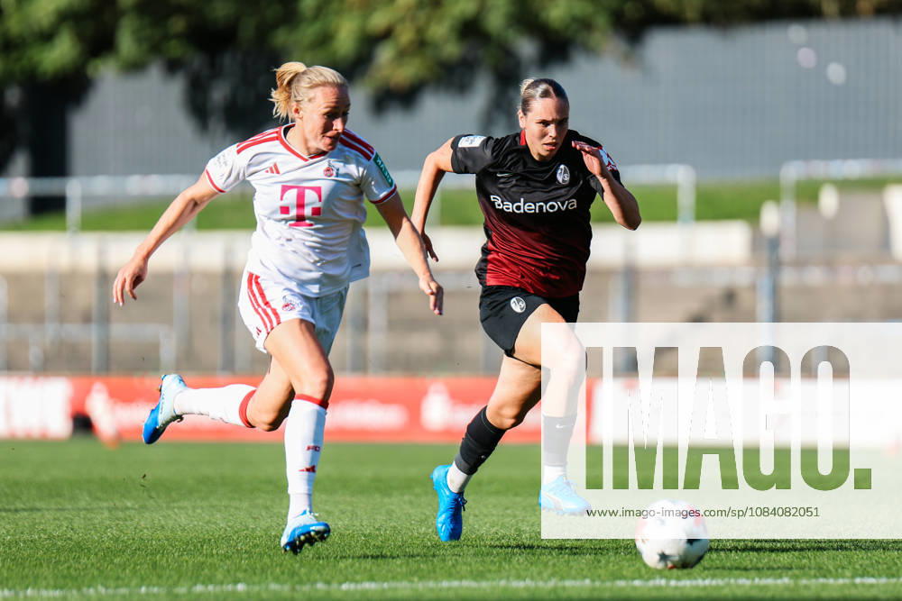Google Pixel Frauen-Bundesliga: 1. FC Köln - SC Freiburg; 03.10.2026. Pauline Bremer (1. FC Köln, 9) im Zweikampf mit Alina Axtmann (SC Freiburg, 3) Google Pixel Frauen-Bundesliga: 1. FC Köln - SC Freiburg; Köln, Franz-Kremer-Stadion; 03.10.2026. DFB REGULATIONS PROHIBIT ANY USE OF PHOTOGRAPHS AS IMAGE SEQUENCES AND OR QUASI-VIDEO.