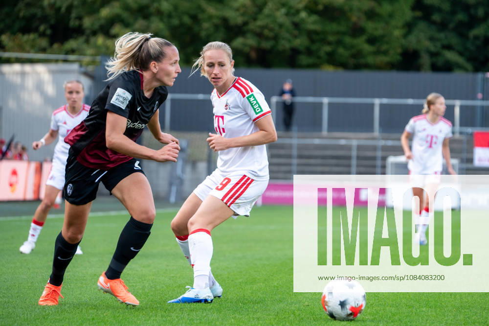 Deutschland: Google Pixel Frauen-Bundesliga 2026 2027, 6.Spieltag, 1.FC Köln vs SC Freiburg, Samstag, 03.10.2026, Franz-Kremer-Stadion (Köln-Westfalen): Lisa Karl (SC Freiburg, 2) Zweikampf, Spielszene, Duell, duel, tackle, tackling, Dynamik, Action, Aktion gegen Pauline Bremer (1.FC Köln, 9) Köln Franz-Kremer-Stadion, Köln Deutschland