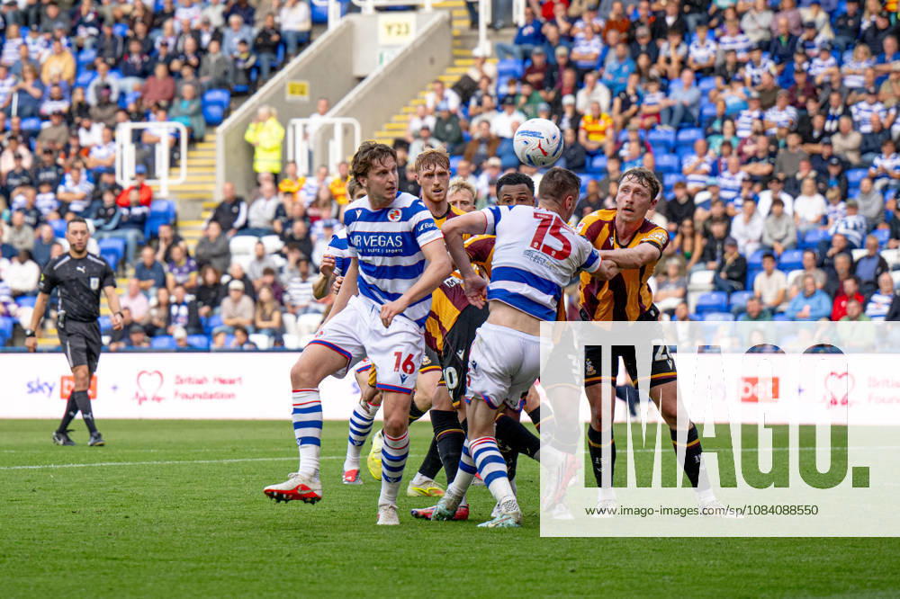 Reading v Bradford City, EFL Sky Bet League 1 Bradford defending a cross during the EFL Sky Bet League 1 match between Reading and Bradford City at the Select Car Leasing Stadium, Reading, UK on 3 October 2026. Reading Select Car Leasing Stadium Berkshire UK Editorial use only DataCo restrictions apply See www.football-dataco.com ,