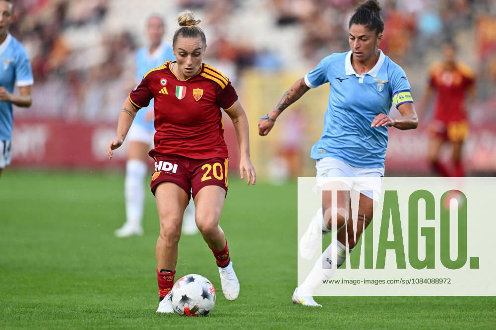 SOCCER - Women s Serie A - AS Roma vs. SS Lazio Women Photo by IPA ABACAPRESS.COM89264951 - Giada Greggi of A.S. Roma Femminile and Antonietta Castiello of S.S. Lazio Women are in action during the Serie A Women Athora, Match Day 2, between A.S. Roma Women and S.S. Lazio Women, at the Tre Fontane Stadium on October 3, 2026, in Rome, Italy. Rome Italy