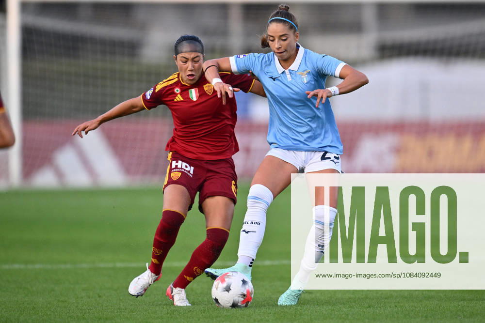 SOCCER - Women s Serie A - AS Roma vs. SS Lazio Women Photo by IPA ABACAPRESS.COM89266456 - Maya Loren Doms of A.S. Roma Femminile and Eleonora Goldoni of S.S. Lazio Women are in action during the Serie A Women Athora, Match Day 2, between A.S. Roma Women and S.S. Lazio Women, at the Tre Fontane Stadium on October 3, 2026, in Rome, Italy. Rome Italy