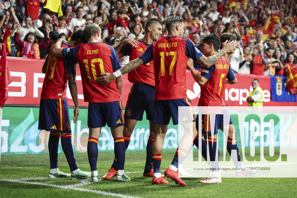 Lamine Yamal of Spain celebrates after scoring his team s first goal with teammates during the UEFA Nations League 2026 27 group phase match between Spain and Czech Republic at Carlos Tartiere stadium on October 03, 2026, in Oviedo, Spain. Spain V Czech Republic - UEFA Nations League 2026 27 Group A3 MD3 - ZUMAa181 20261003_zaa_a181_070