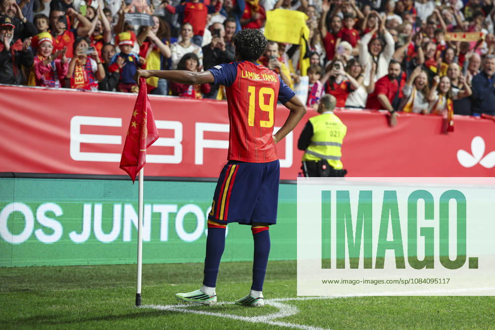 Lamine Yamal of Spain celebrates after scoring his team s first goal during the UEFA Nations League 2026 27 group phase match between Spain and Czech Republic at Carlos Tartiere stadium on October 03, 2026, in Oviedo, Spain. Oviedo Spain - ZUMAa181 20261003_zaa_a181_081
