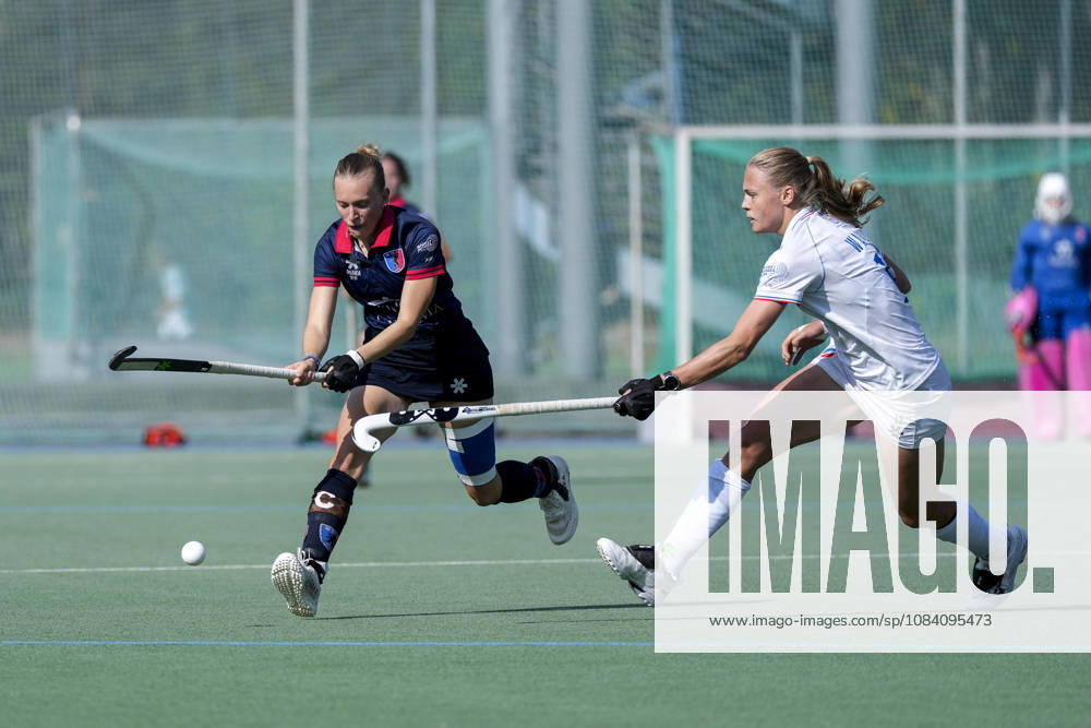V.li.: Alessa Volkert (BHC, 7, Kapitänin), Ines Wanner (MHC, 12), Zweikampf, Spielszene, Duell, duel, tackle, tackling, Dynamik, Action, Aktion, 03.10.2026, Mannheim (Deutschland), Hockey, 1. Bundesliga, Damen, Mannheimer HC - Berliner HC