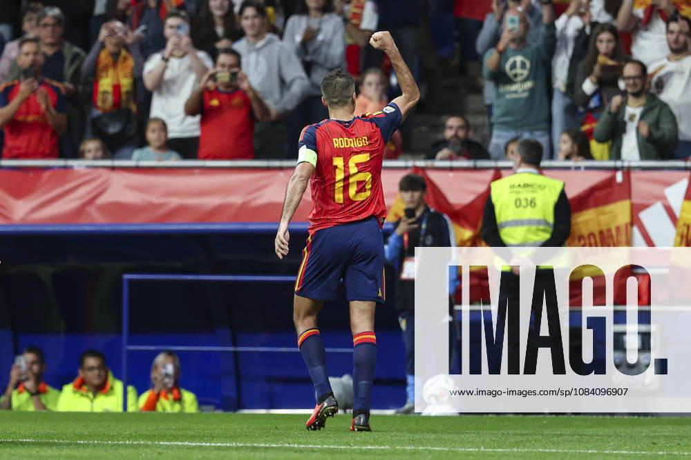 Rodri of Spain celebrates after scoring his team s second goal during the UEFA Nations League 2026 27 group phase match between Spain and Czech Republic at Carlos Tartiere stadium on October 03, 2026, in Oviedo, Spain. Oviedo Spain - ZUMAa181 20261003_zaa_a181_101