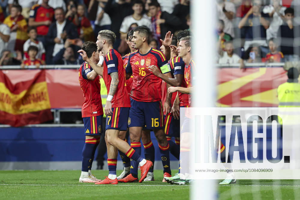 Rodri of Spain celebrates after scoring his team s second goal with teammates during the UEFA Nations League 2026 27 group phase match between Spain and Czech Republic at Carlos Tartiere stadium on October 03, 2026, in Oviedo, Spain. Oviedo Spain - ZUMAa181 20261003_zaa_a181_102