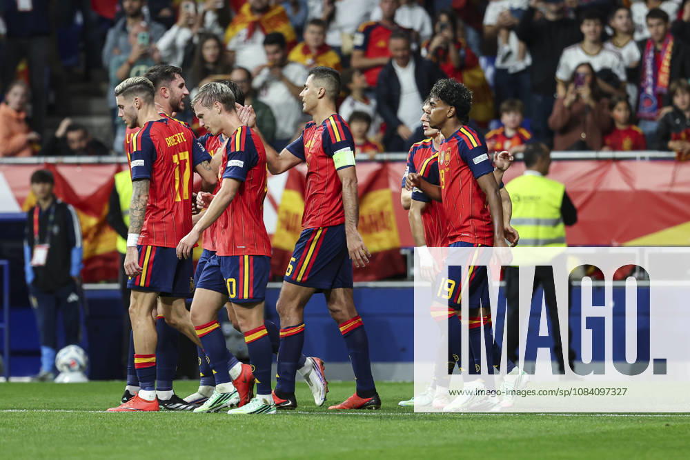 Rodri of Spain celebrates after scoring his team s second goal with teammates during the UEFA Nations League 2026 27 group phase match between Spain and Czech Republic at Carlos Tartiere stadium on October 03, 2026, in Oviedo, Spain. Spain V Czech Republic - UEFA Nations League 2026 27 Group A3 MD3 - ZUMAa181 20261003_zaa_a181_106
