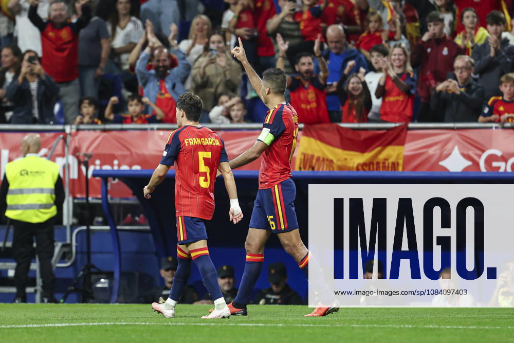 Rodri of Spain celebrates after scoring his team s second goal during the UEFA Nations League 2026 27 group phase match between Spain and Czech Republic at Carlos Tartiere stadium on October 03, 2026, in Oviedo, Spain. Spain V Czech Republic - UEFA Nations League 2026 27 Group A3 MD3 - ZUMAa181 20261003_zaa_a181_108