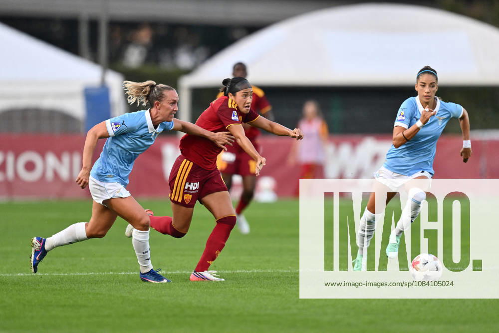 SOCCER - Women s Serie A - AS Roma vs. SS Lazio Women Photo by IPA ABACAPRESS.COM89273251 - Julia Roddar of S.S. Lazio Women, Maya Loren Doms of A.S. Roma Femminile, and Eleonora Goldoni of S.S. Lazio Women are in action during the Serie A Women Athora, Match Day 2, between A.S. Roma and S.S. Lazio Women, at the Tre Fontane Stadium on October 3, 2026, in Rome, Italy. Rome Italy