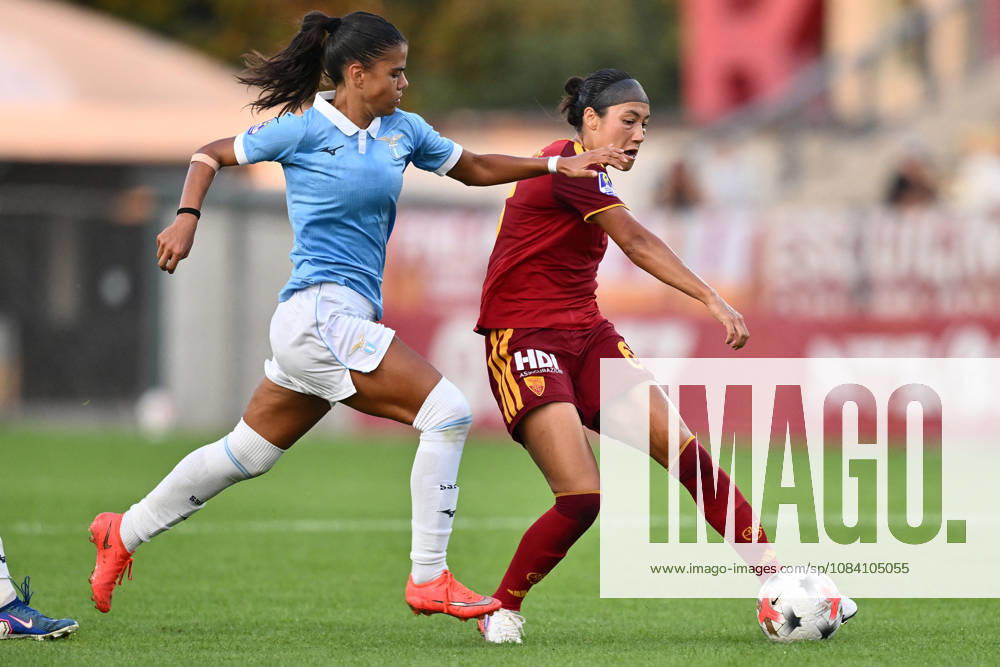 SOCCER - Women s Serie A - AS Roma vs. SS Lazio Women Photo by IPA ABACAPRESS.COM89273252 - Carola Zannini of S.S. Lazio Women and Maya Loren Doms of A.S. Roma Femminile are in action during the Serie A Women Athora, Match Day 2, between A.S. Roma and S.S. Lazio Women, at the Tre Fontane Stadium on October 3, 2026, in Rome, Italy. Rome Italy