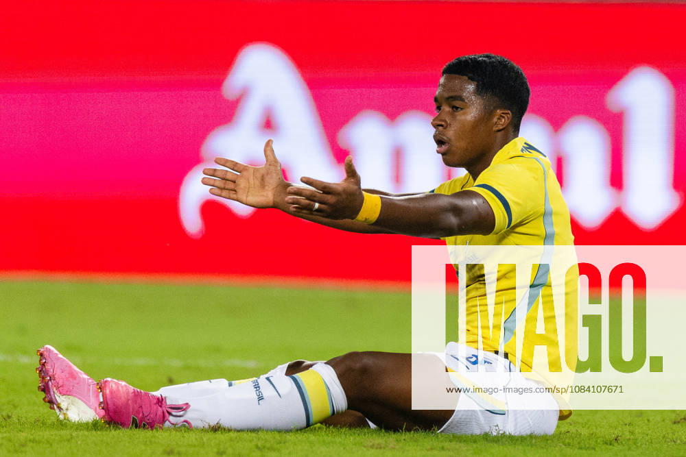 Endrick Felipe Moreira de Sousa of Brazil reacts during friendly match between India and Brazil at the Vivekananda Yuba Bharati Krirangan (VYBK) Stadium in Kolkata, India on 3rd October, 2026