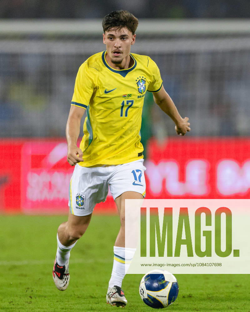 Breno de Souza Bidon of Brazil controls the ball during friendly match between India and Brazil at the Vivekananda Yuba Bharati Krirangan (VYBK) Stadium in Kolkata, India on 3rd October, 2026