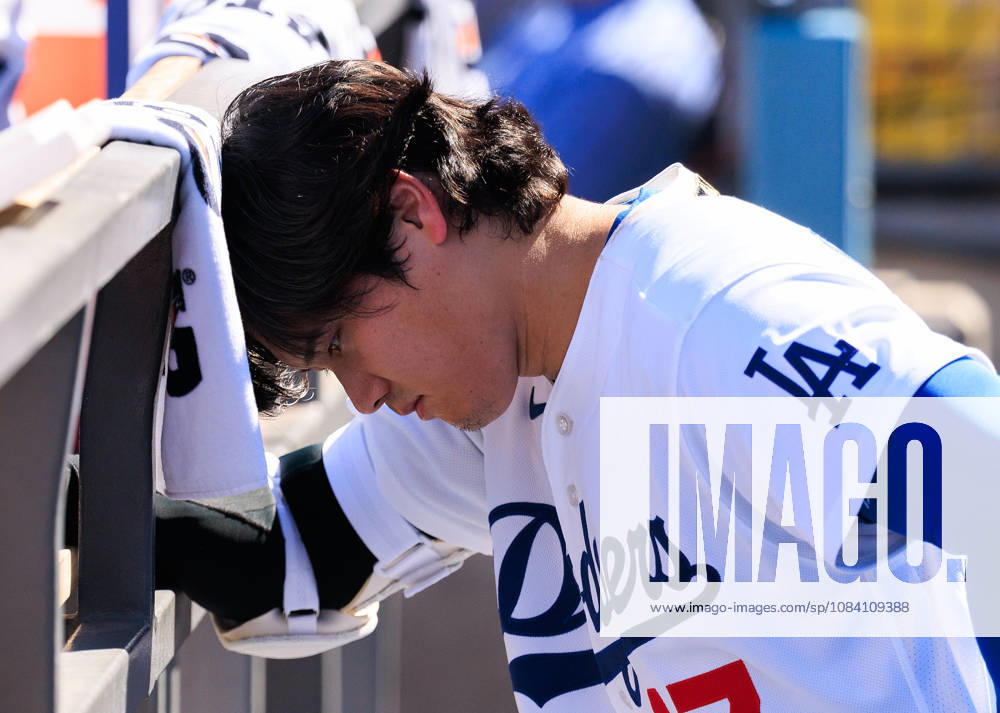 Shohei Ohtani 17 of the Los Angeles Dodgers in the dugout during a NLDS Game 1 against the Atlanta Braves on Saturday October 3, 2026 at Dodger Stadium in Los Angeles, California. JAVIER ROJAS PI Los Angeles USA - ZUMAp124 20261003_zaa_p124_012