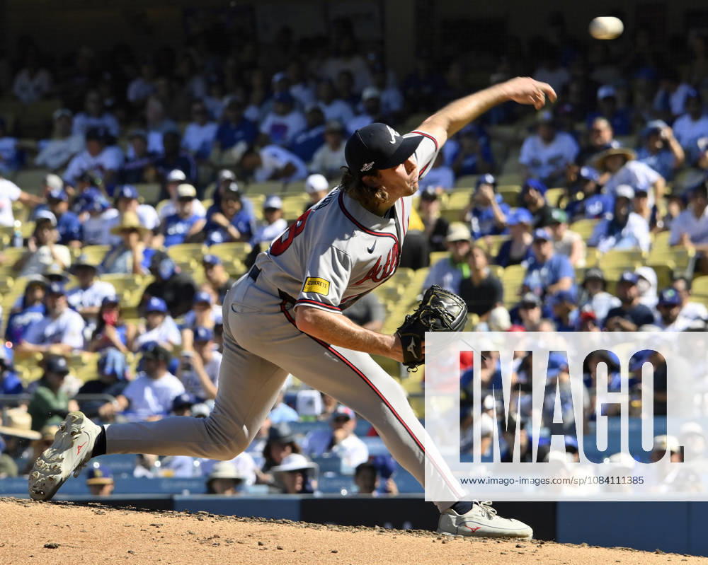 Atlanta Braves starting pitcher Dylan Dodd throws a pitch in the third inning against the Los Angeles Dodgers in game one of the National League Division Series at Dodger Stadium on Saturday, October 3, 2026 in Los Angeles, California. LAP20261003800 JIMxRUYMEN