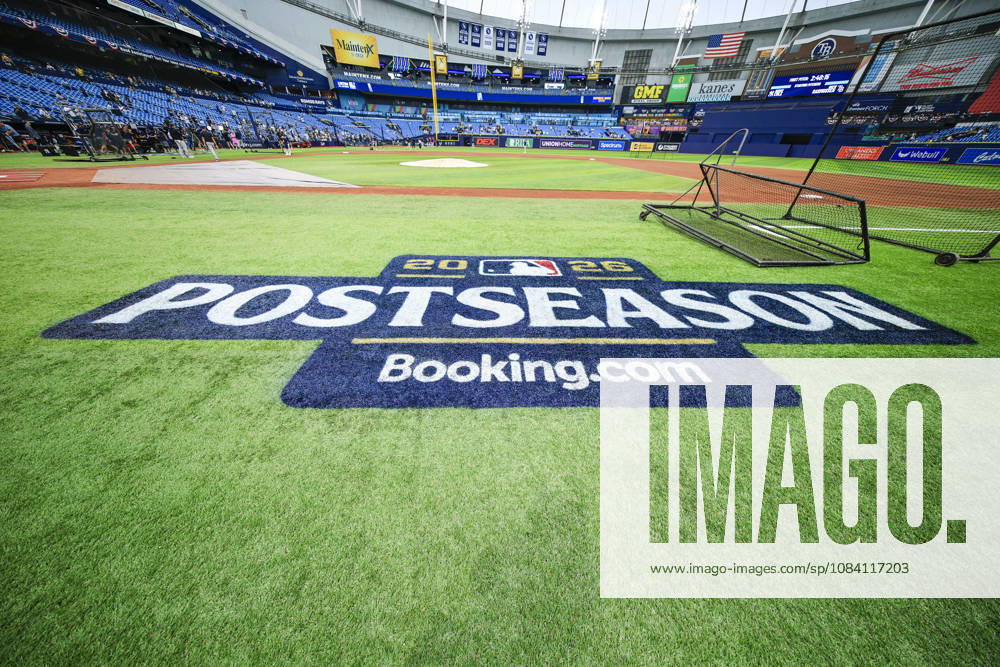 A general image of the Postseason logo during pregame warmups prior to game one of the ALDS for the 2026 MLB, Baseball Herren, USA Playoffs between the Tampa Bay Rays and the New York Yankees on October 3, 2026 at Tropicana Field. The Rays beat the Yankees 1-0. MLB 2026: ALDS Tampa Bay 1 : 0 New York Yankees - ZUMAh180 20261003_zsp_h180_002