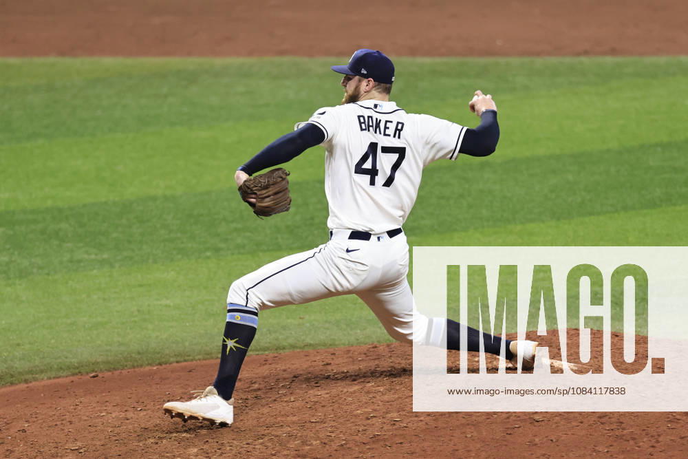 Tampa Bay Rays pitcher Bryan Baker (47) delivers a pitch in the top of the ninth inning of game one of the ALDS for the 2026 MLB, Baseball Herren, USA Playoffs on October 3, 2026 at Tropicana Field. The Rays beat the Yankees 1-0. St. Petersburg USA - ZUMAh180 20261003_zsp_h180_101