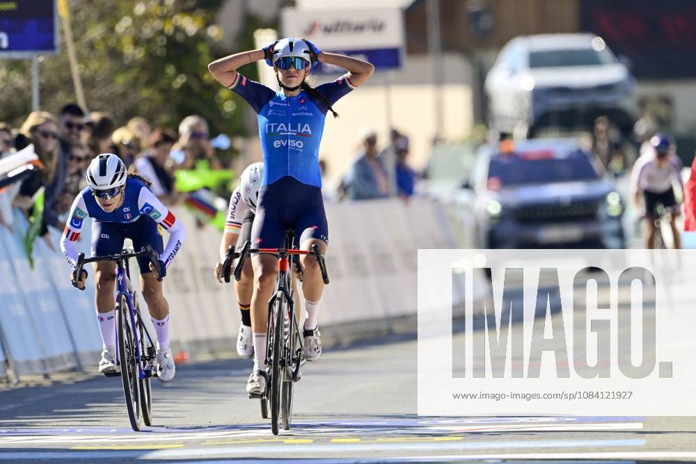 UEC 2026 Road European Championships Ljubljana 04 10 2026 LJUBLJANA, SLOVENIA - OCTOBER 04 : Ballan Azzurra (ITA) wins in front of Lestrade Morgane (FRA) during the Women Junior cycling road race at the 2026 UEC Road European Championships, an UCI Continental Championships cycling race of 66,3 km with start and finish in Sencur on October 4, 2026 in Ljubljana, Slovenia, 04 10 2026 Ljubljana Slovenia