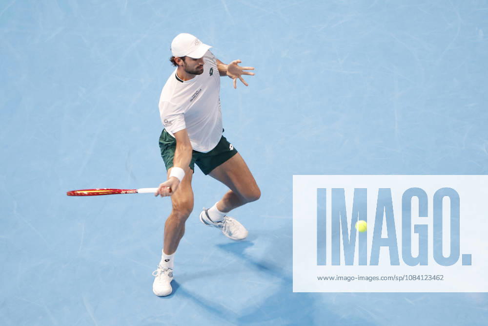 Valentin Vacherot (Monaco) returns a shot against Arthur Fils (France) during their quarterfinal match at the Kinoshita Group Japan Open Tennis Championships at Ariake Colosseum in Tokyo. The tournament runs from September 29 to October 6. Vacherot won 7-5, 4-6, 6-4. Tennis 2026: Valentin Vacherot Battles Arthur Fils In Japan Open - ZUMAm191 20261004_aap_m191_095