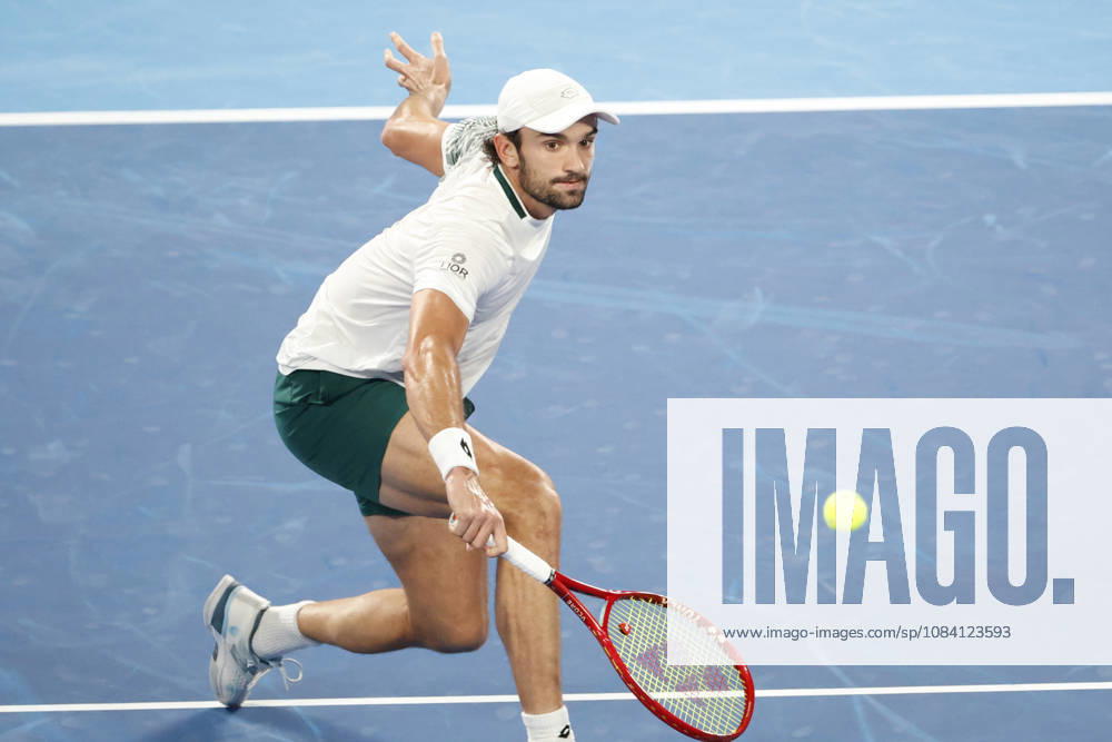 Valentin Vacherot (Monaco) returns a shot against Arthur Fils (France) during their quarterfinal match at the Kinoshita Group Japan Open Tennis Championships at Ariake Colosseum in Tokyo. The tournament runs from September 29 to October 6. Vacherot won 7-5, 4-6, 6-4. Tokyo Japan - ZUMAm191 20261004_aap_m191_109