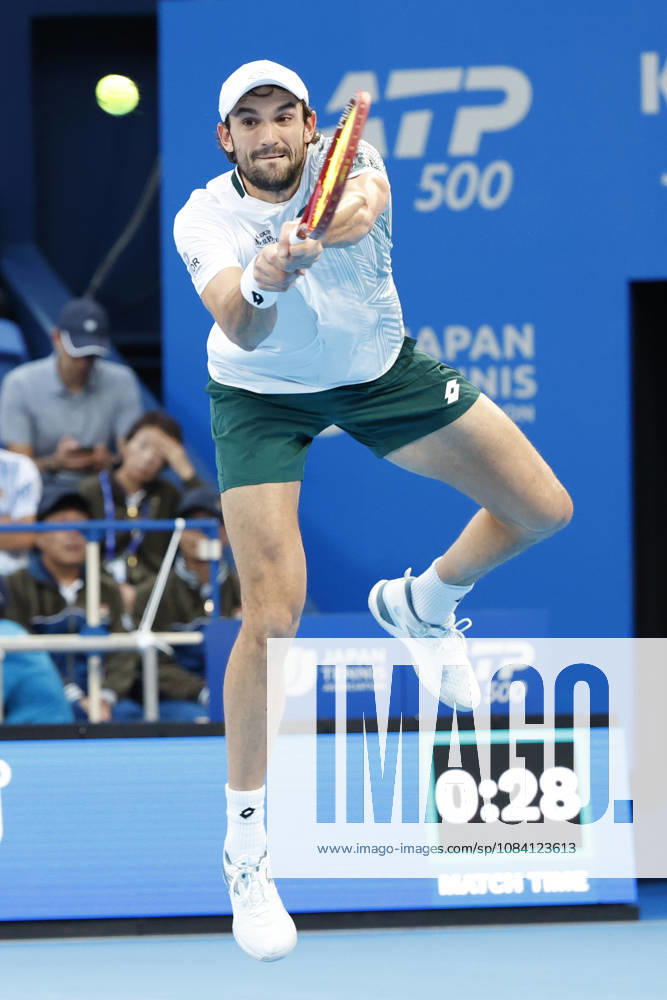 Valentin Vacherot (Monaco) returns a shot against Arthur Fils (France) during their quarterfinal match at the Kinoshita Group Japan Open Tennis Championships at Ariake Colosseum in Tokyo. The tournament runs from September 29 to October 6. Vacherot won 7-5, 4-6, 6-4. Tokyo Japan - ZUMAm191 20261004_aap_m191_104