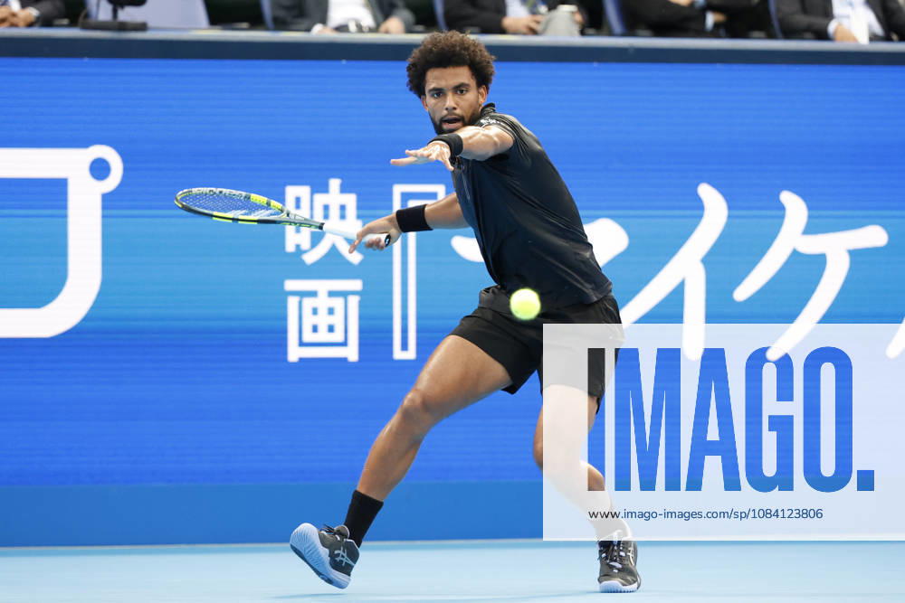 Arthur Fils (France) returns a shot against Valentin Vacherot (Monaco) during their quarterfinal match at the Kinoshita Group Japan Open Tennis Championships at Ariake Colosseum in Tokyo. The tournament runs from September 29 to October 6. Vacherot won 7-5, 4-6, 6-4. Tokyo Japan - ZUMAm191 20261004_aap_m191_133