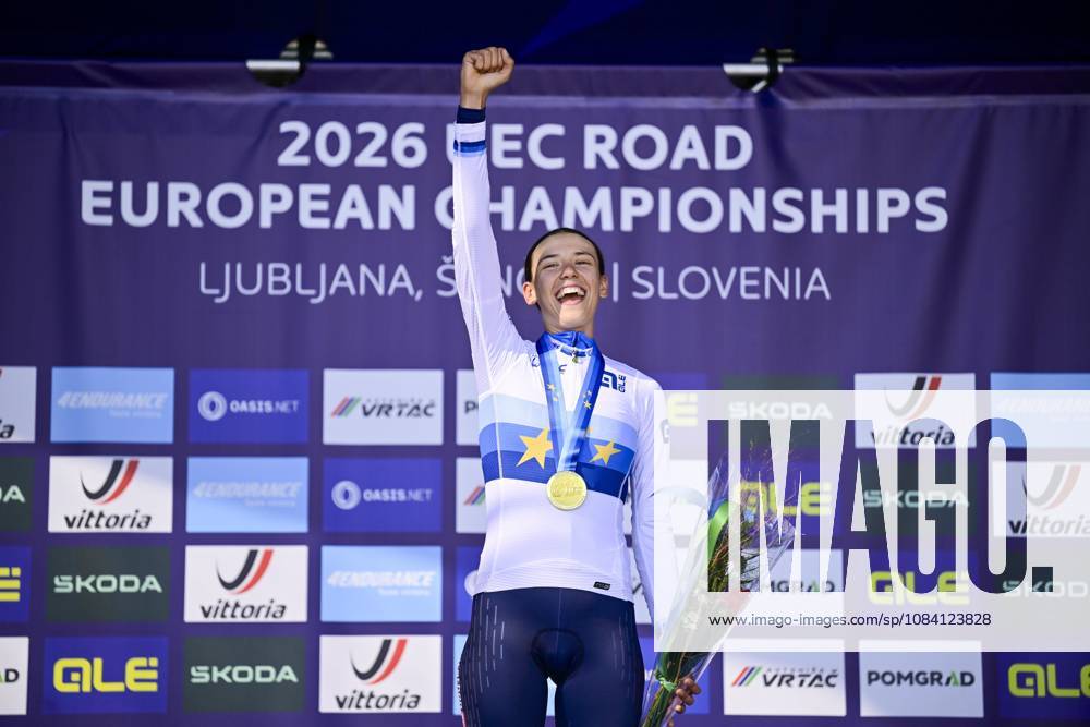UEC 2026 Road European Championships Ljubljana 04 10 2026 LJUBLJANA, SLOVENIA - OCTOBER 04 : Ballan Azzurra (ITA) pictured during the podium ceremony after the Women Junior cycling road race at the 2026 UEC Road European Championships, an UCI Continental Championships cycling race of 66,3 km with start and finish in Sencur on October 4, 2026 in Ljubljana, Slovenia, 04 10 2026 Ljubljana Slovenia