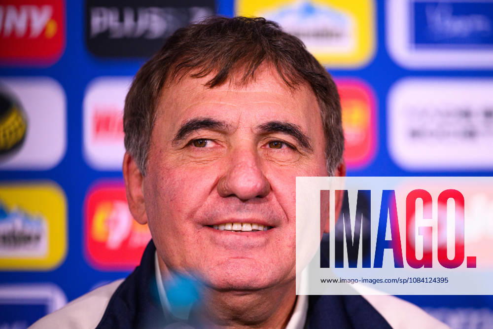 Head coach Gheorghe Hagi of the Romanian men s national football team at a press conference, PK, Pressekonferenz on October 4, 2026 in Bucharest. Photo: Ludvig Thunman BILDBYRAN kod LT LT0825 fotboll football soccer fotball nations league uefa nations league presskonferens press conference rumänien romania bbeng fotboll football soccer fotball nations league uefa nations league presskonferens press conference rumänien romania bbeng
