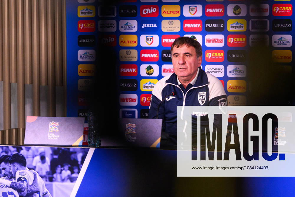 Head coach Gheorghe Hagi of the Romanian men s national football team at a press conference, PK, Pressekonferenz on October 4, 2026 in Bucharest. Photo: Ludvig Thunman BILDBYRAN kod LT LT0825 fotboll football soccer fotball nations league uefa nations league presskonferens press conference rumänien romania bbeng fotboll football soccer fotball nations league uefa nations league presskonferens press conference rumänien romania bbeng