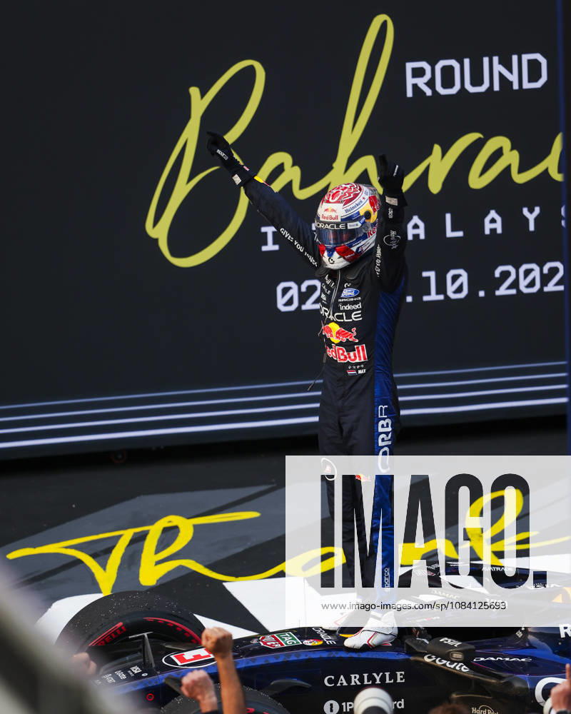 F1 - BAHRAIN GRAND PRIX IN MALAYSIA 2026 VERSTAPPEN Max (nld), Red Bull Racing Ford RB22, portrait celebrating his win during the 2026 Formula 1 Bahrain Grand Prix in Malaysia, 16th round of the 2026 Formula One World Championship, WM, Weltmeisterschaft from October 2 to 4, 2026 on the Sepang International Circuit, in Sepang, Malaysia - SepangMalaysia