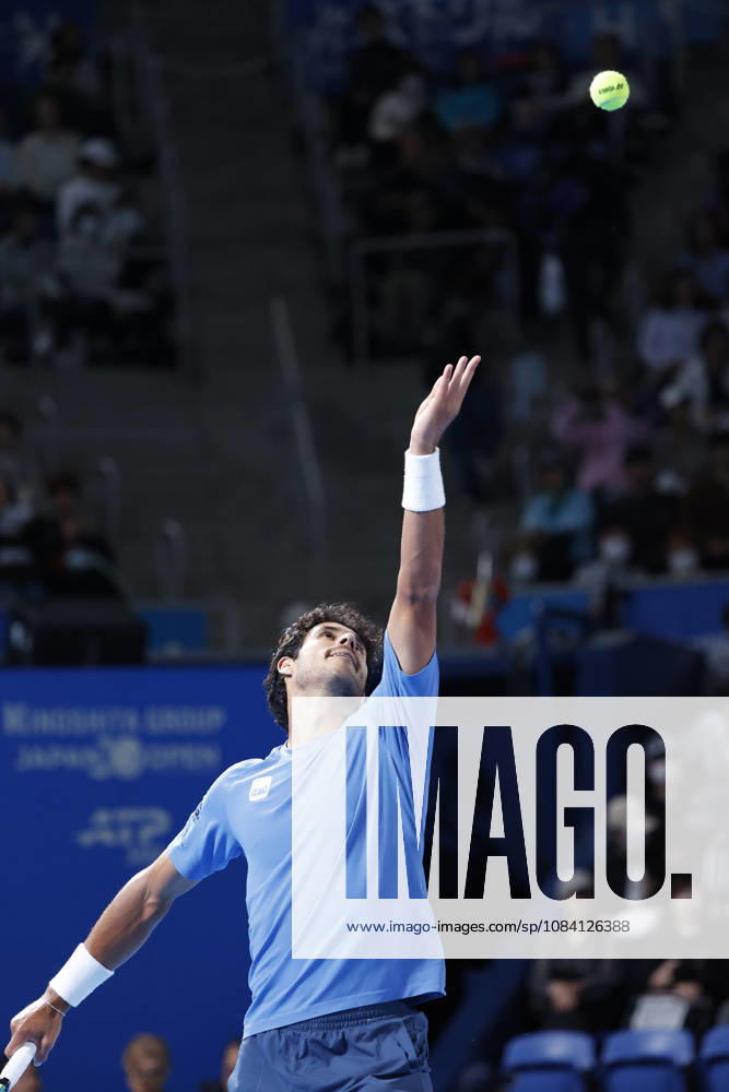 Adolfo Daniel Vallejo (Paraguay) serves against Jiri Lehecka (Czechia) during their quarterfinal match at the Kinoshita Group Japan Open Tennis Championships at Ariake Colosseum in Tokyo. The tournament runs from September 29 to October 6. Lehecka won 6-1, 6-1. Tokyo Japan - ZUMAm191 20261004_aap_m191_144