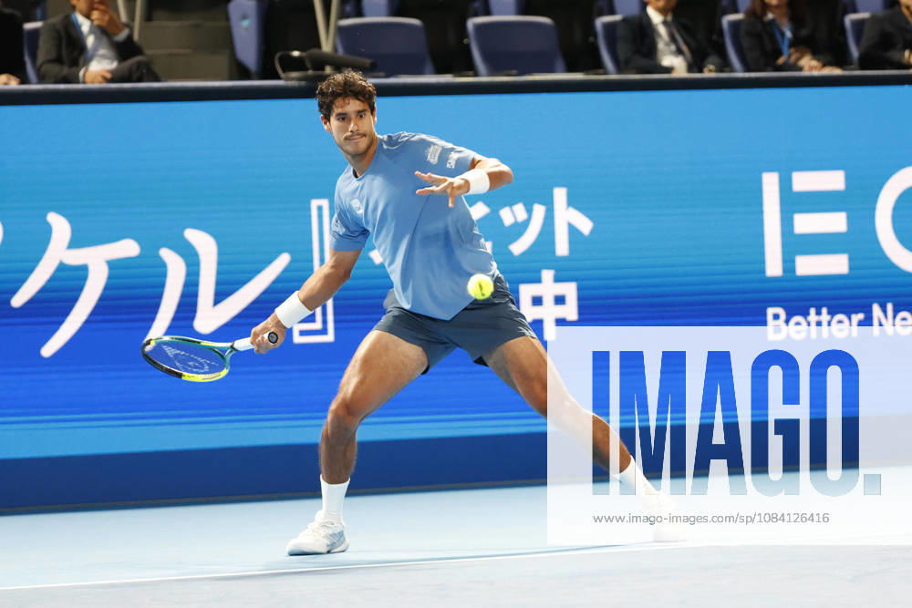 Adolfo Daniel Vallejo (Paraguay) returns a shot against Jiri Lehecka (Czechia) during their quarterfinal match at the Kinoshita Group Japan Open Tennis Championships at Ariake Colosseum in Tokyo. The tournament runs from September 29 to October 6. Lehecka won 6-1, 6-1. Tokyo Japan - ZUMAm191 20261004_aap_m191_150
