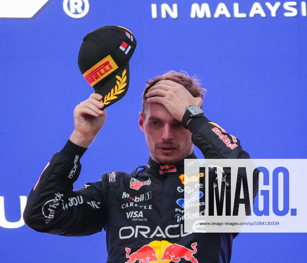 Oracle Red Bull Racing driver Max Verstappen (3) celebrates on the podium after winning the Formula 1 Gulf Air Bahrain Grand Prix in Malaysia at the PETRONAS Sepang International Circuit, in Sepang, Selangor, Malaysia. Bahrain Grand Prix 2026 In Sepang - ZUMAk197 20261004_zsp_k197_011