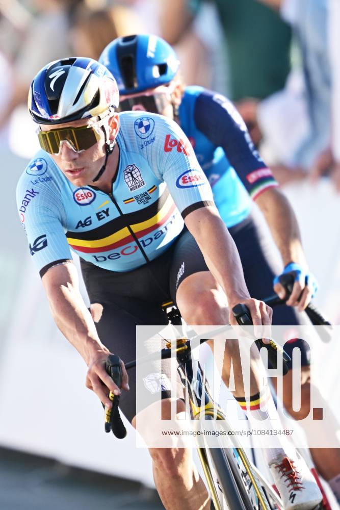 Belgium s Remco Evenepoel and Italy s Giulio Ciccone pictured in action during the elite men Road Race race (196,2 km) at the cycling UEC Road European Championships, in Ljubljana, Slovenia Sunday 4 October 2026. The UEC Road European Championships are taking place from 02 to 07 October in Ljubljana, Slovenia. DAVIDxPINTENS x188705977x
