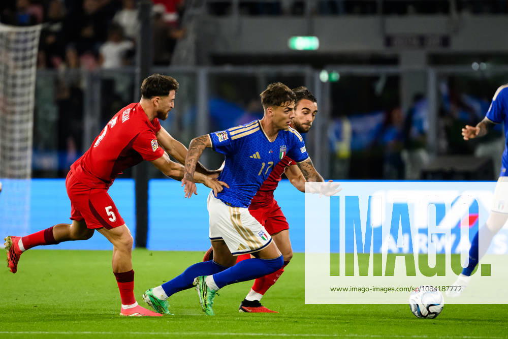 Salih Ozcan of Turkiye, Daniel Maldini of Italy, Yunus Akgun of Turkiye during the Nations League football match between Italy and Turkiye at Renato Dall Ara stadium in Bologna (Italy), October 5, 2026. AndreaxStaccioli