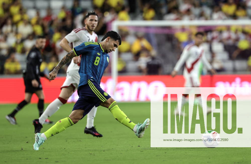 International soccer friendly - Colombia vs. Peru Colombia midfielder Gustavo Puerta (2-L) in action during the international soccer friendly between Colombia and Peru at Nu Stadium in Miami, Florida, USA, 06 October 2026. MIAMI FLORIDA United States