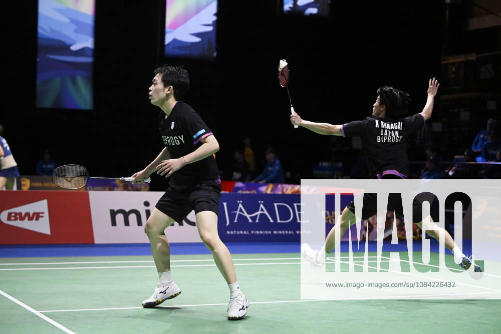 Kakeru Kumagai (R) and Hiroki Nishi of Japan in action during the badminton Clash of Clans Arctic Open 2026 tournament in Vantaa, Finland, on October 7, 2026. - ANTTI AIMO-KOIVISTO Vantaa Finland bZjz0NAu94A